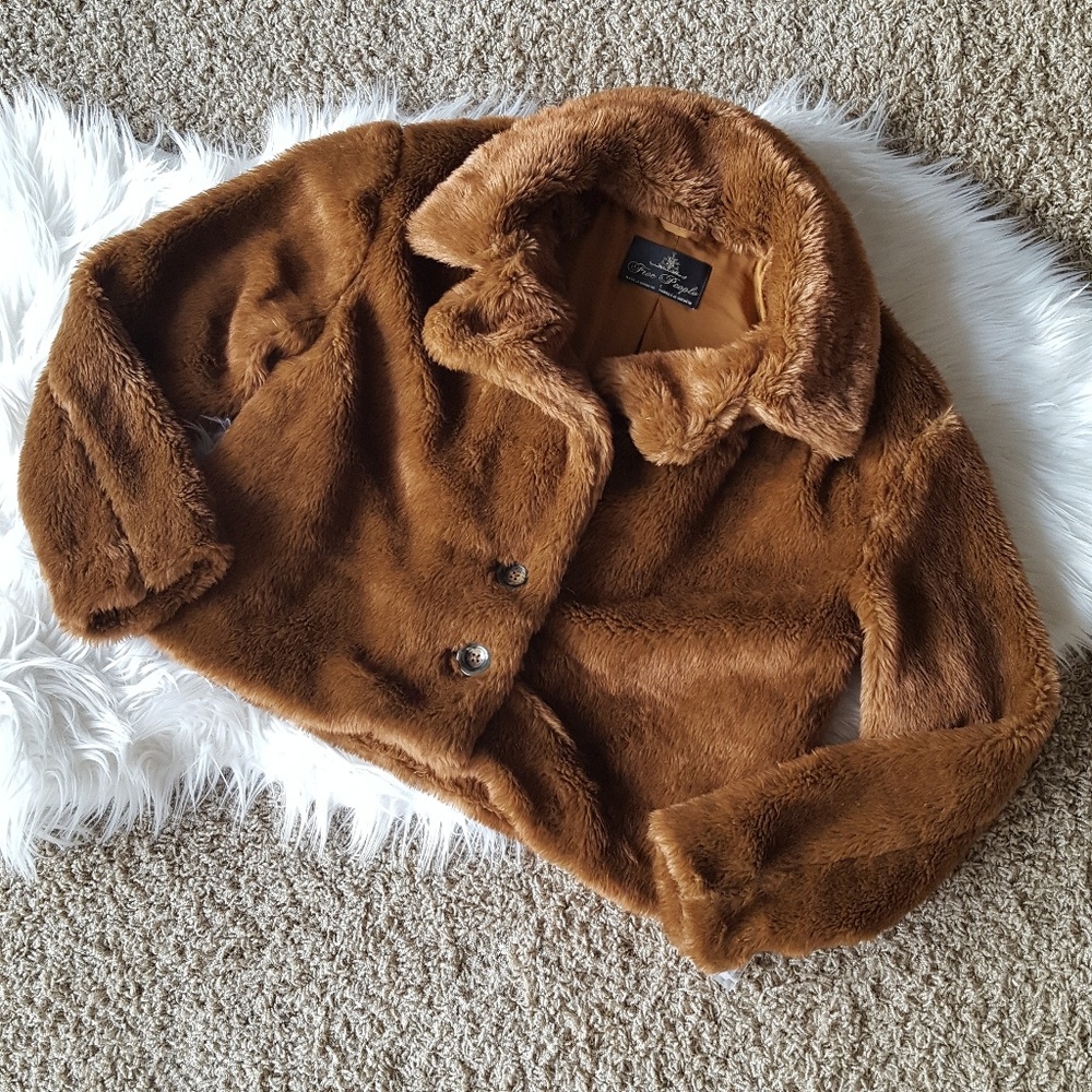 NWT Free People Brown Faux-Fur Mena Jacket - Picture 3 of 8